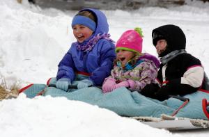 girls on sled